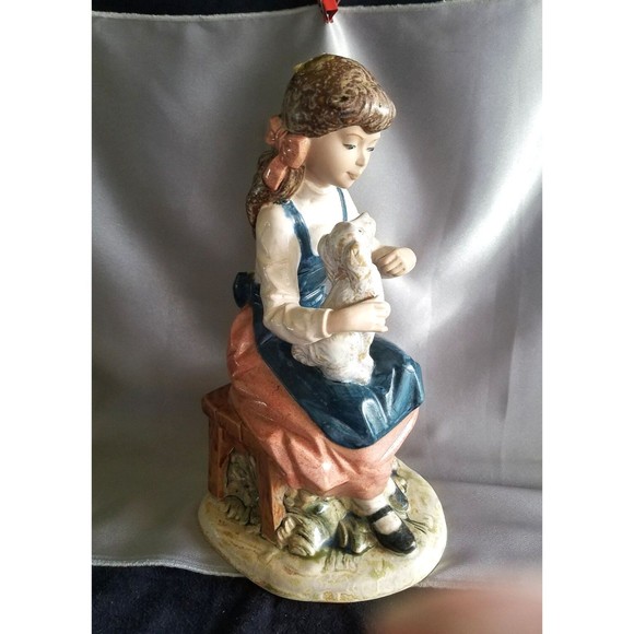 NADAL FIGURINE - GIRL WITH DOG L-10-X HAND MADE IN SPAIN 11' tall signed vtg - Picture 2 of 7